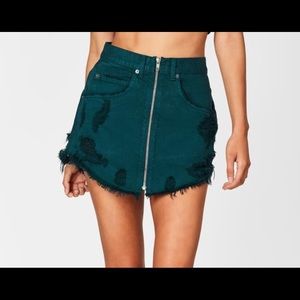 Carmar-denim Bottle Green Beatrice Zip Front Skirt